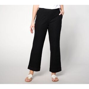 Ryan Simkhai Eyeshop Women's Pants Sz 6 Cotton Eyelet Straight Black